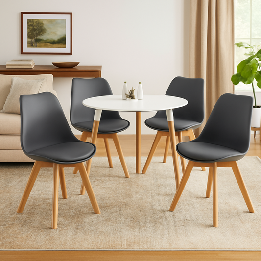 Comedor Minimalista Redondo (3 soportes) Con Silla Emma Premium