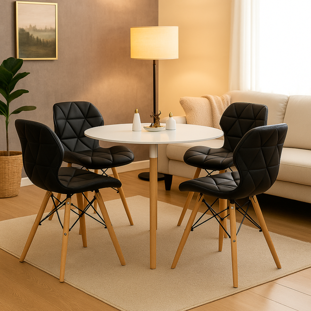 Comedor Minimalista Redonda ( 3 soportes) con silla Mariposa