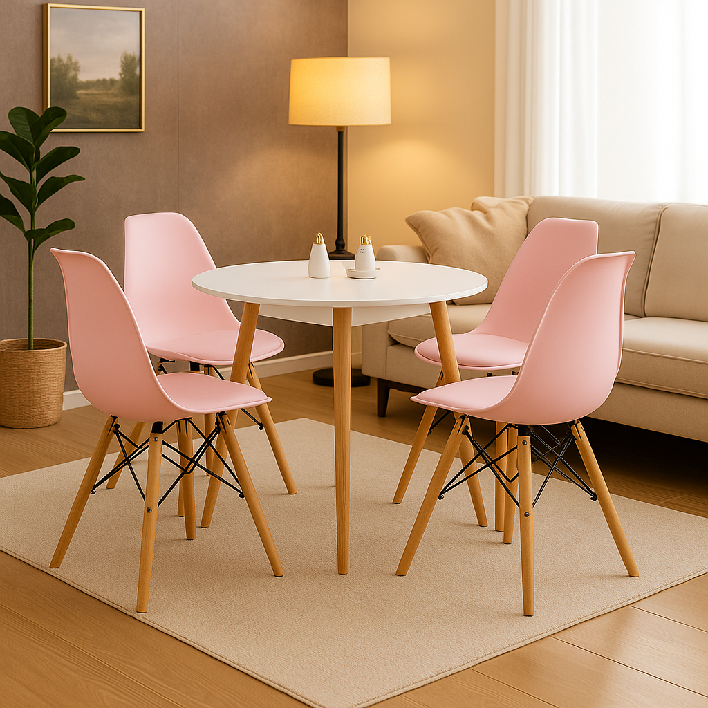 Comedor redondo con sillas Eames para sala comedor y apartamento