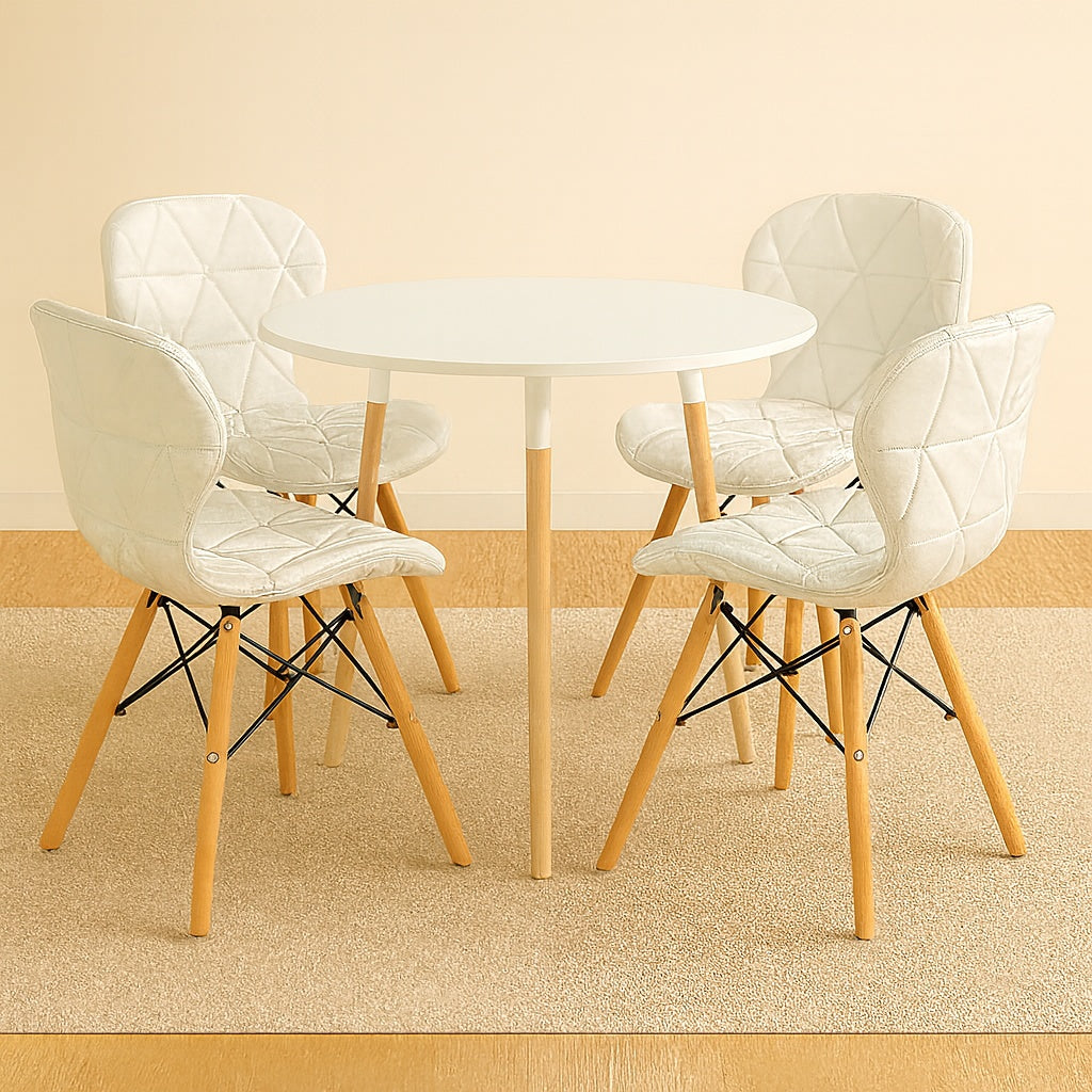 Comedor Minimalista Redonda ( 3 soportes) con silla Mariposa