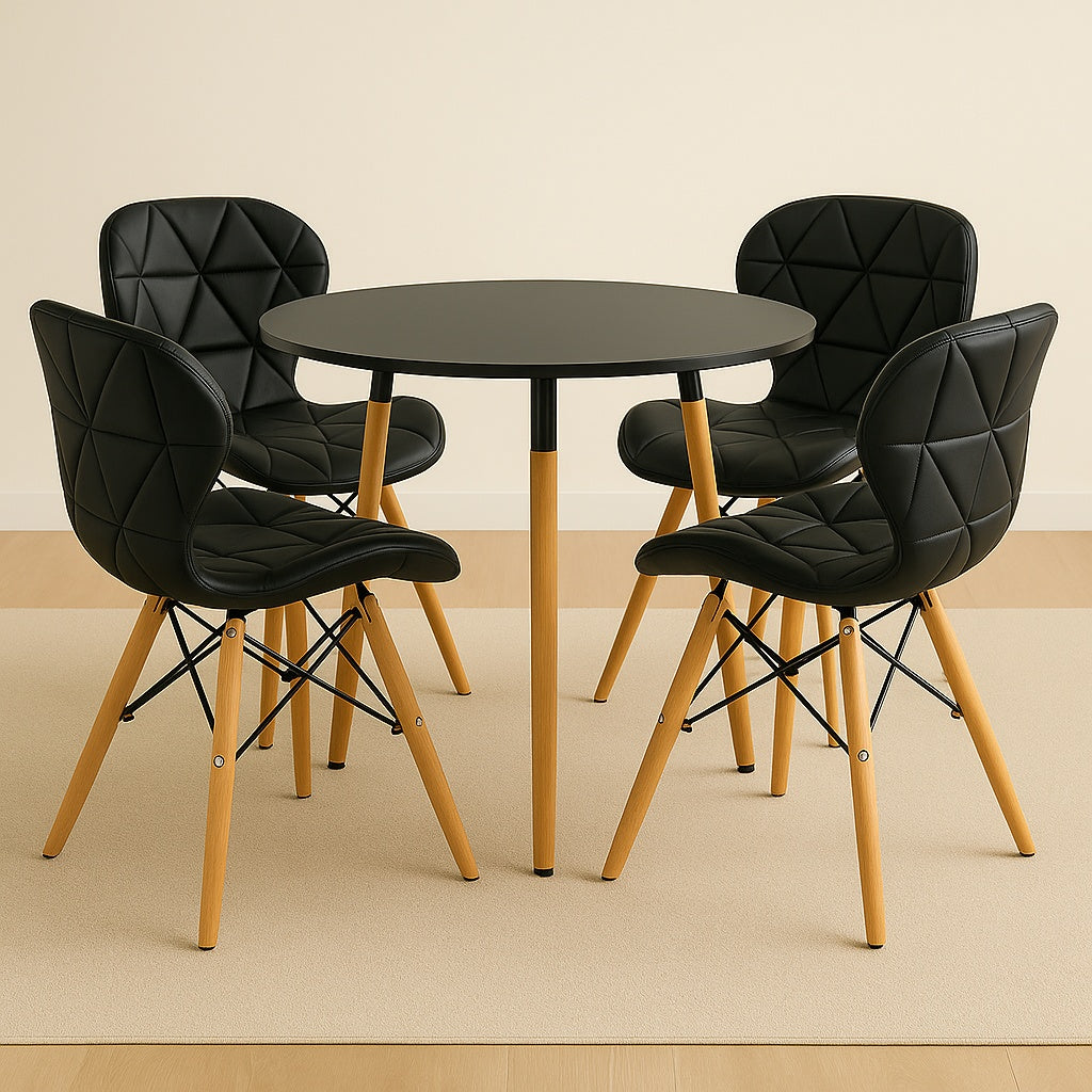 Comedor Minimalista Redonda ( 3 soportes) con silla Mariposa