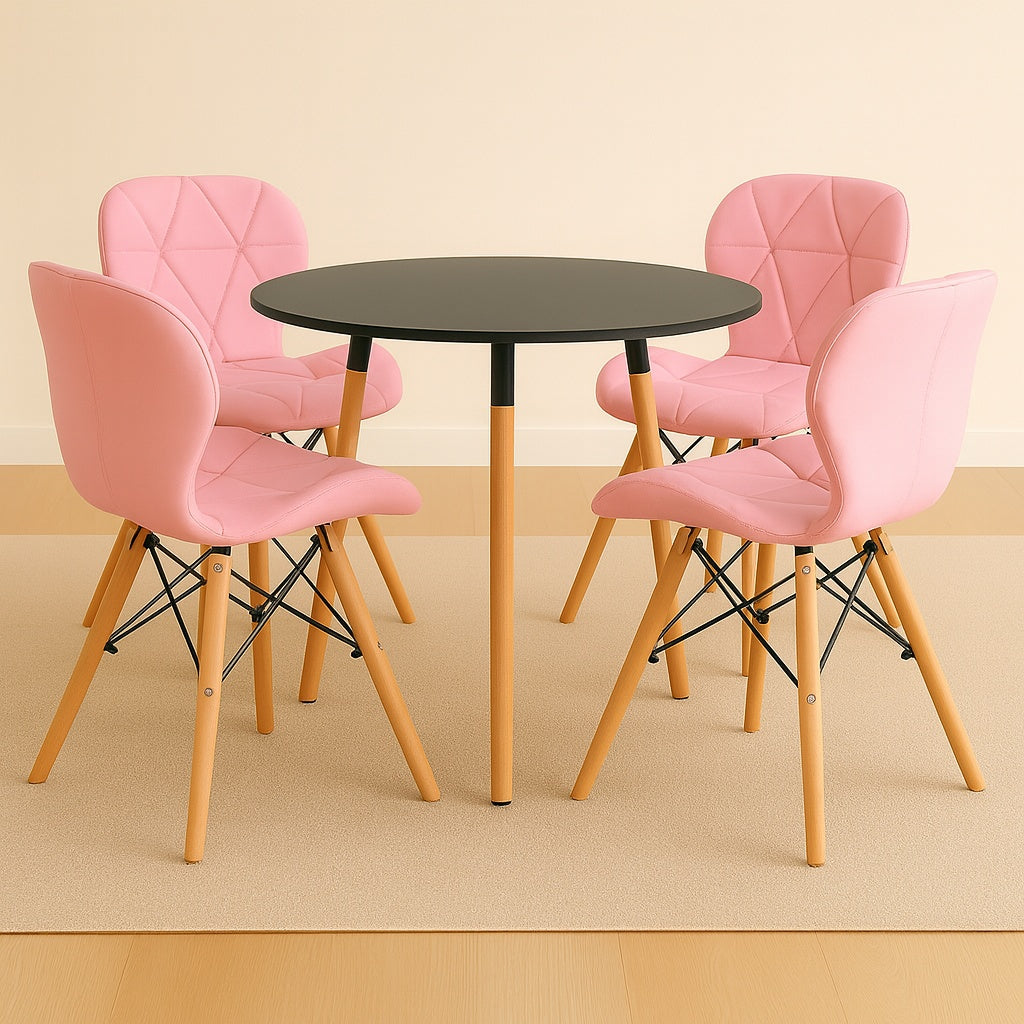 Comedor Minimalista Redonda ( 3 soportes) con silla Mariposa