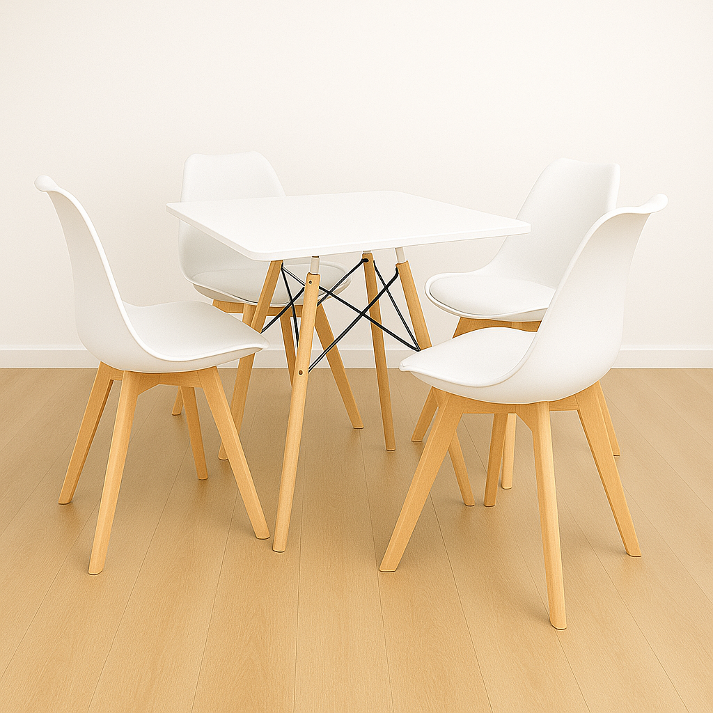 Comedor Minimalista mesa cuadrada con silla EMA
