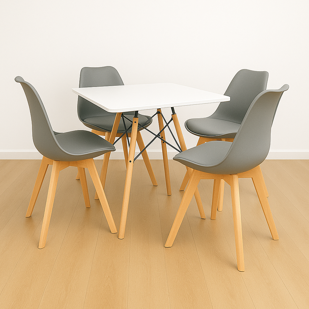 Comedor Minimalista mesa cuadrada con silla EMA