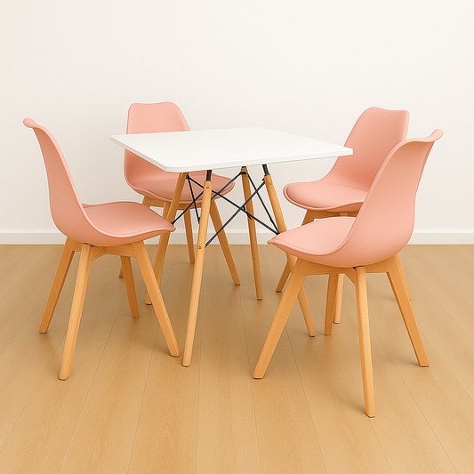 Comedor moderno con mesa cuadrada y silla EMA acolchada para cocina