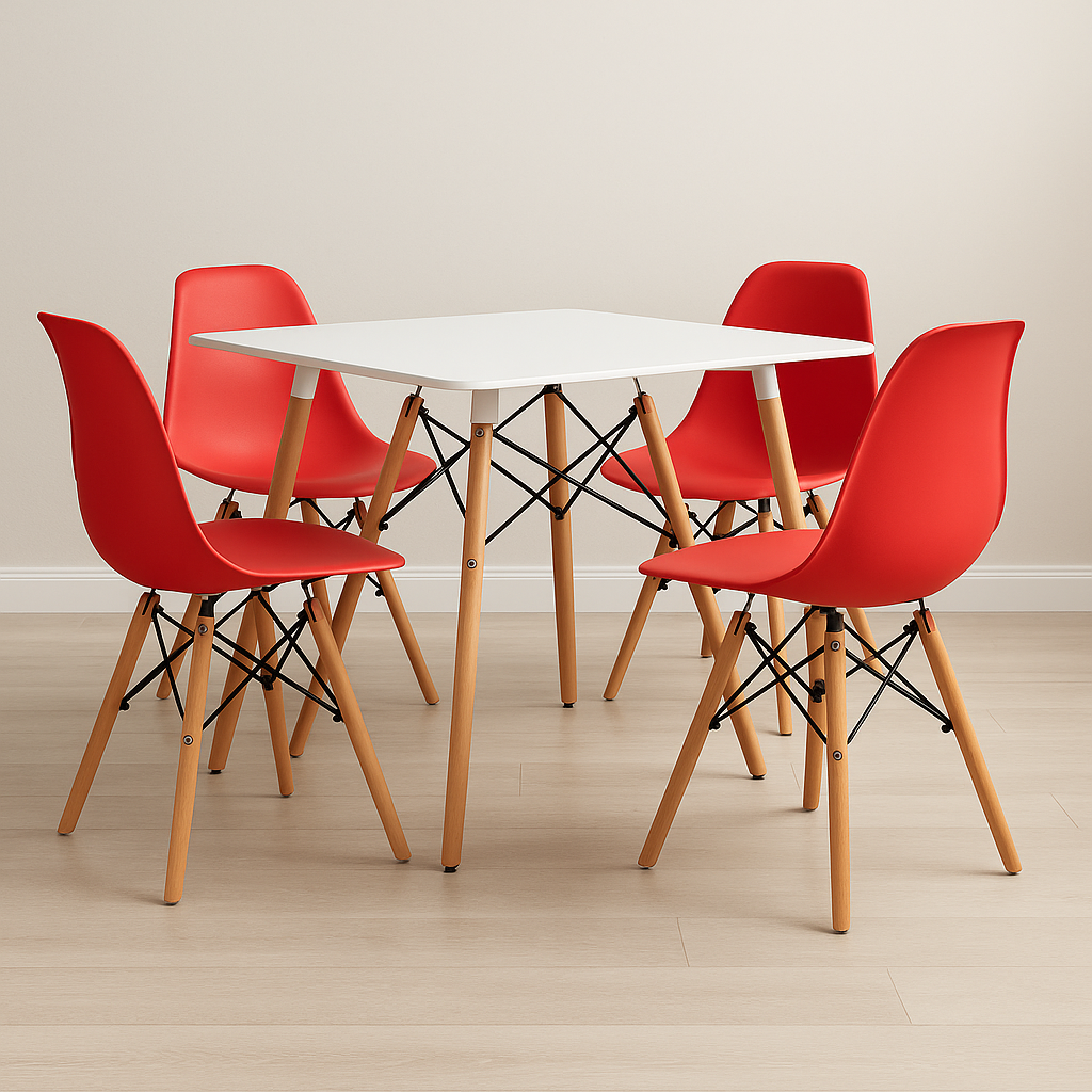 Comedor Minimalista mesa cuadrada Eames