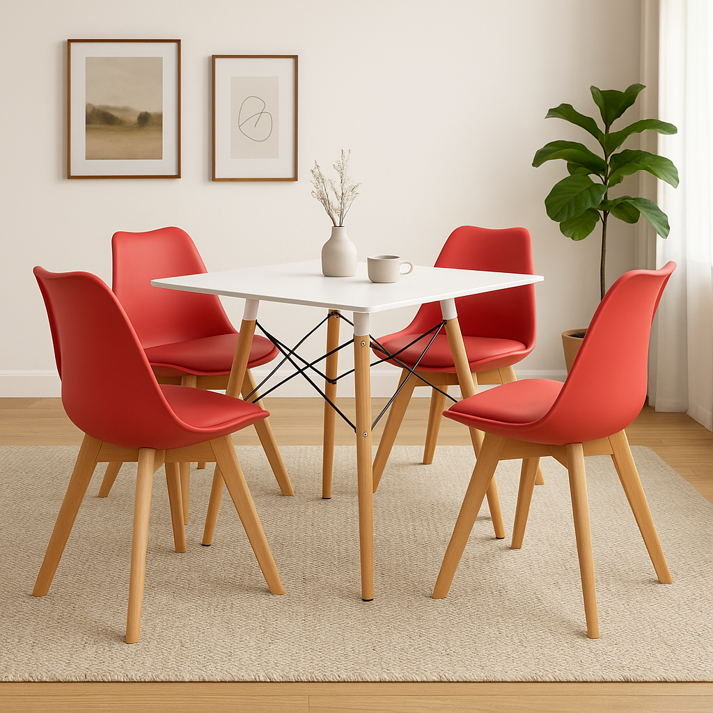 Comedor Minimalista mesa cuadrada con silla EMA