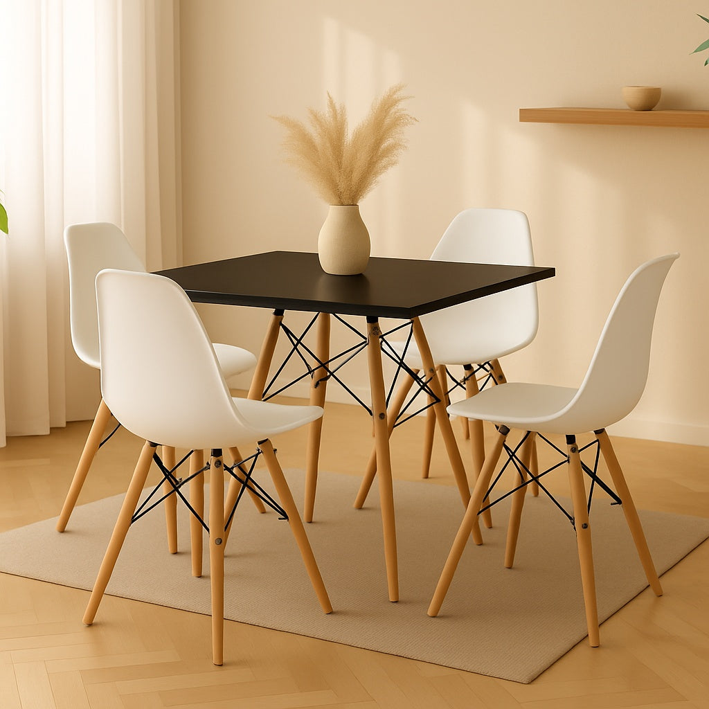 Comedor Minimalista mesa cuadrada Eames