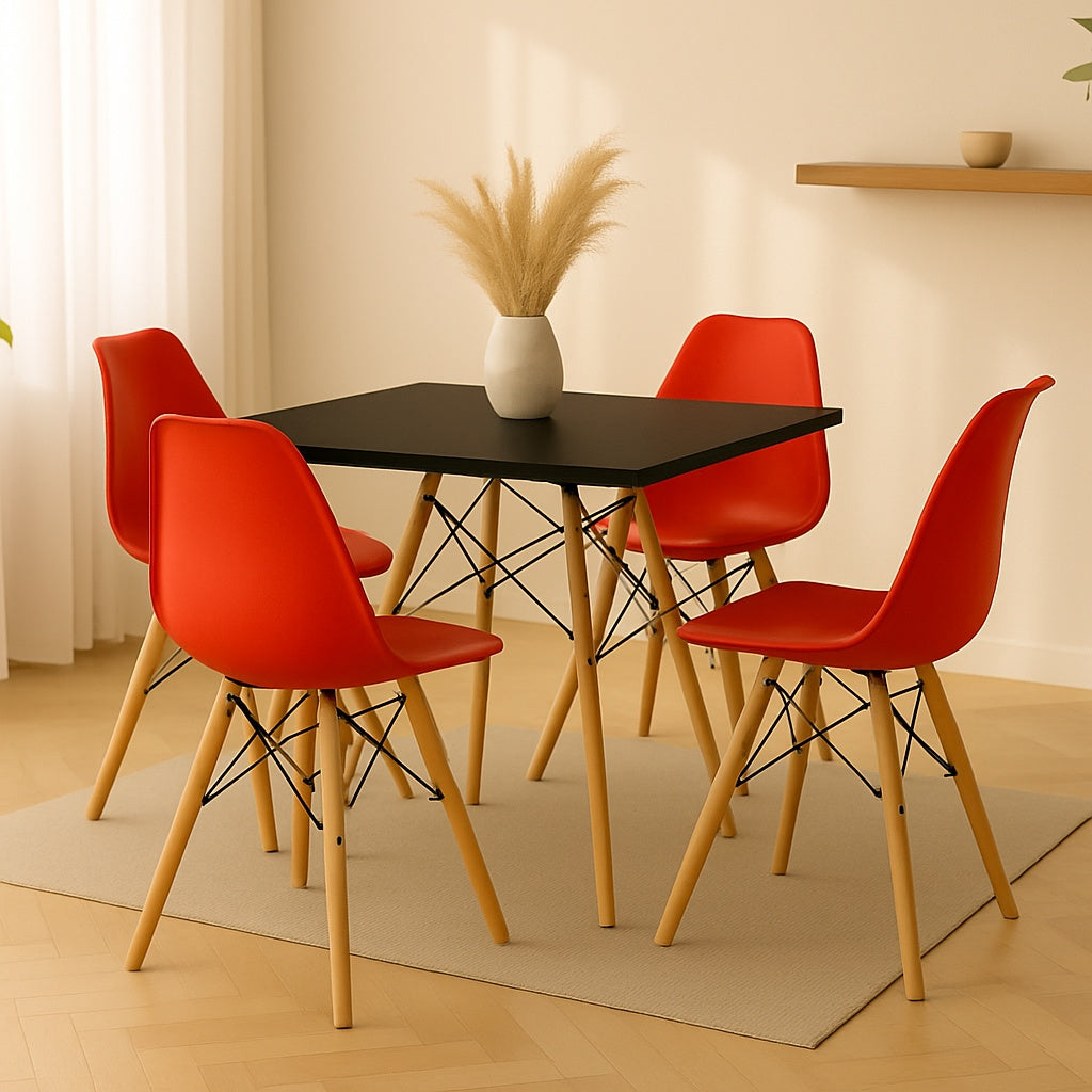 Comedor Minimalista mesa cuadrada Eames