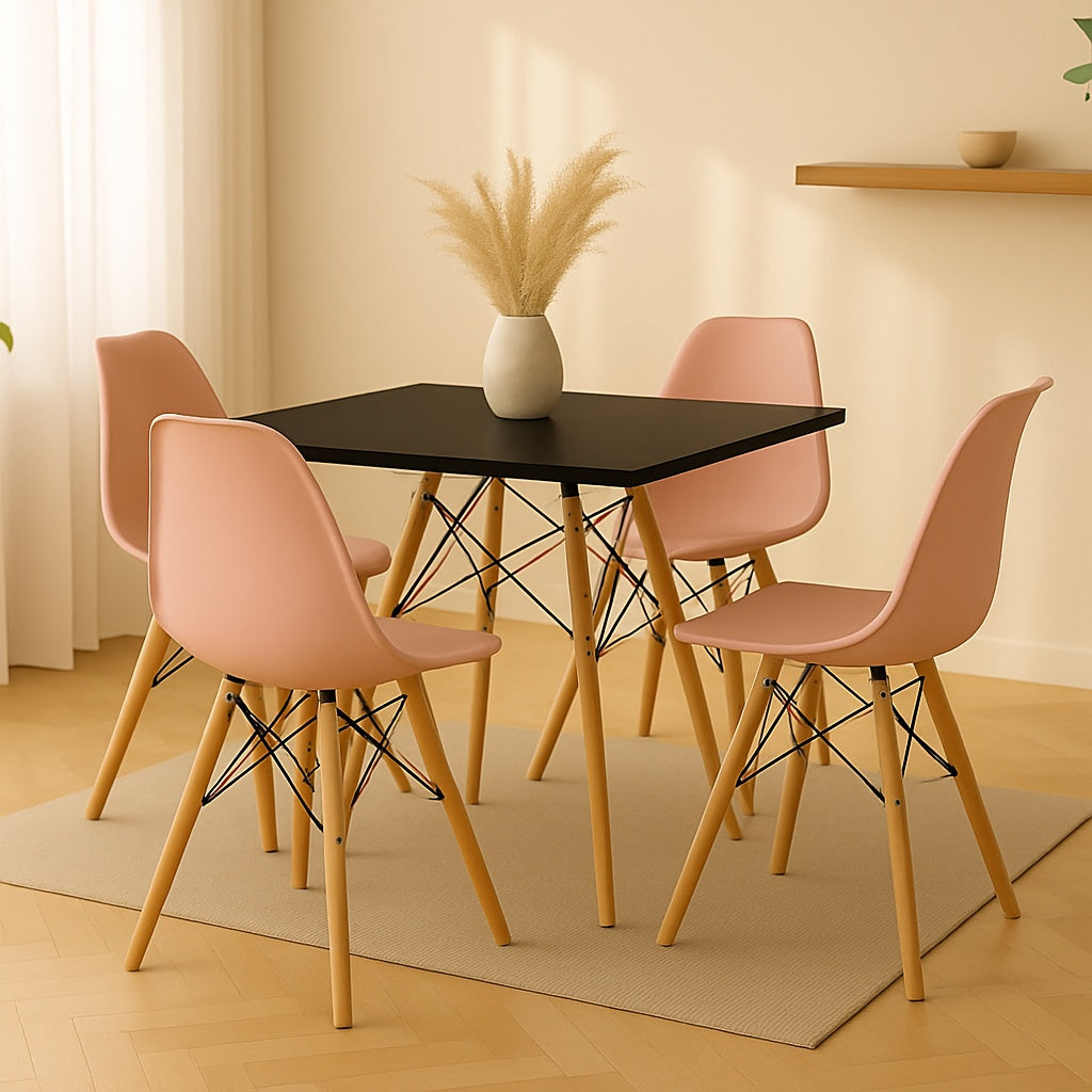 Comedor Minimalista mesa cuadrada Eames