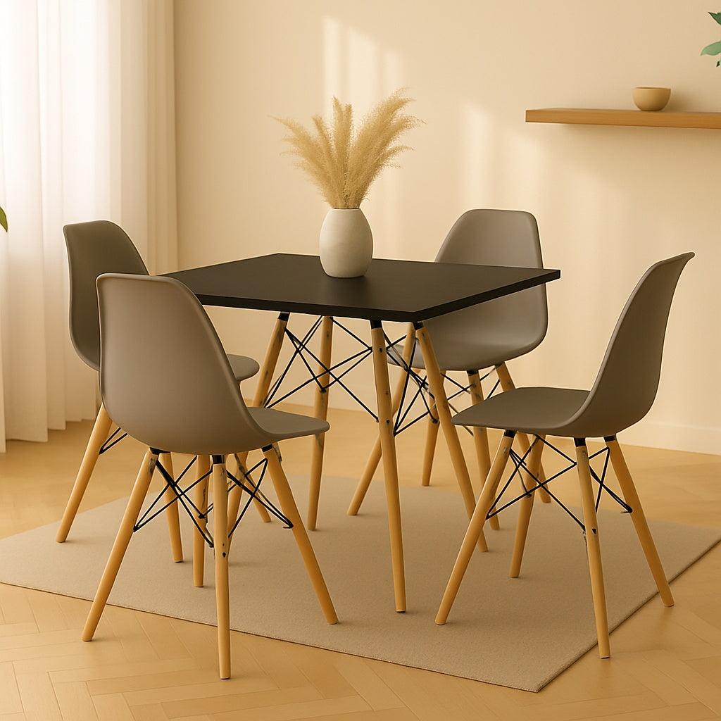 Comedor Minimalista mesa cuadrada Eames