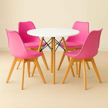 Comedor 4 puestos con sillas Emma fucsias para hogar o compra mayorista