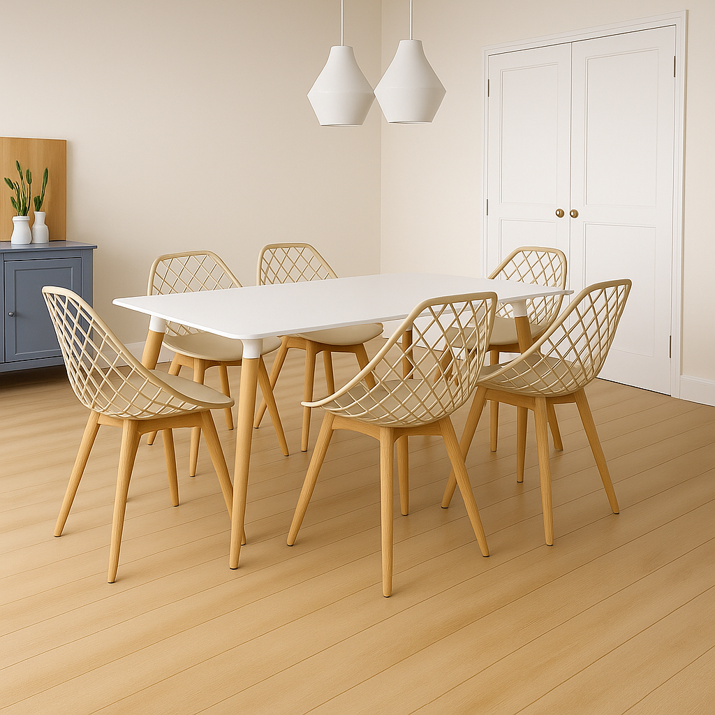 Combo Comedor de Mesa Emma Rectangular   - Con 6 sillas Turia