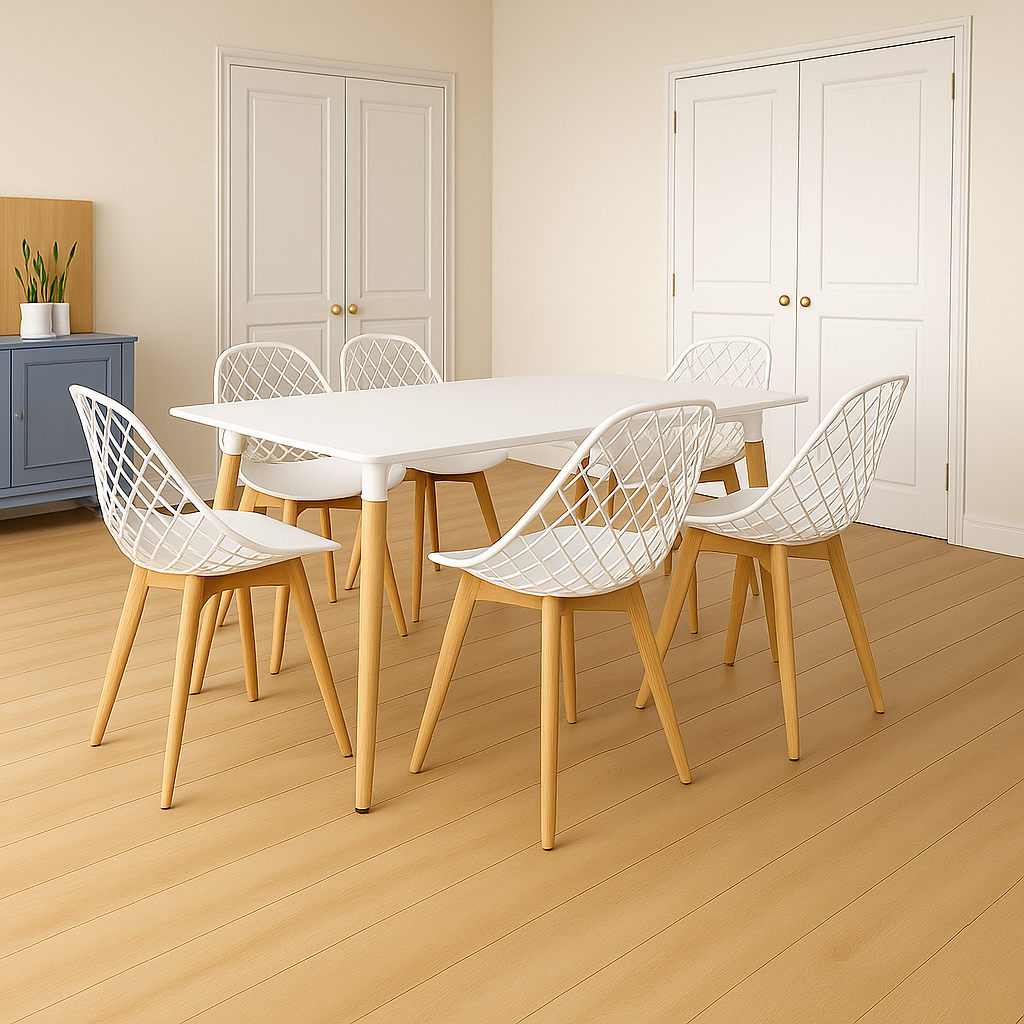 Combo Comedor de Mesa Emma Rectangular   - Con 6 sillas Turia