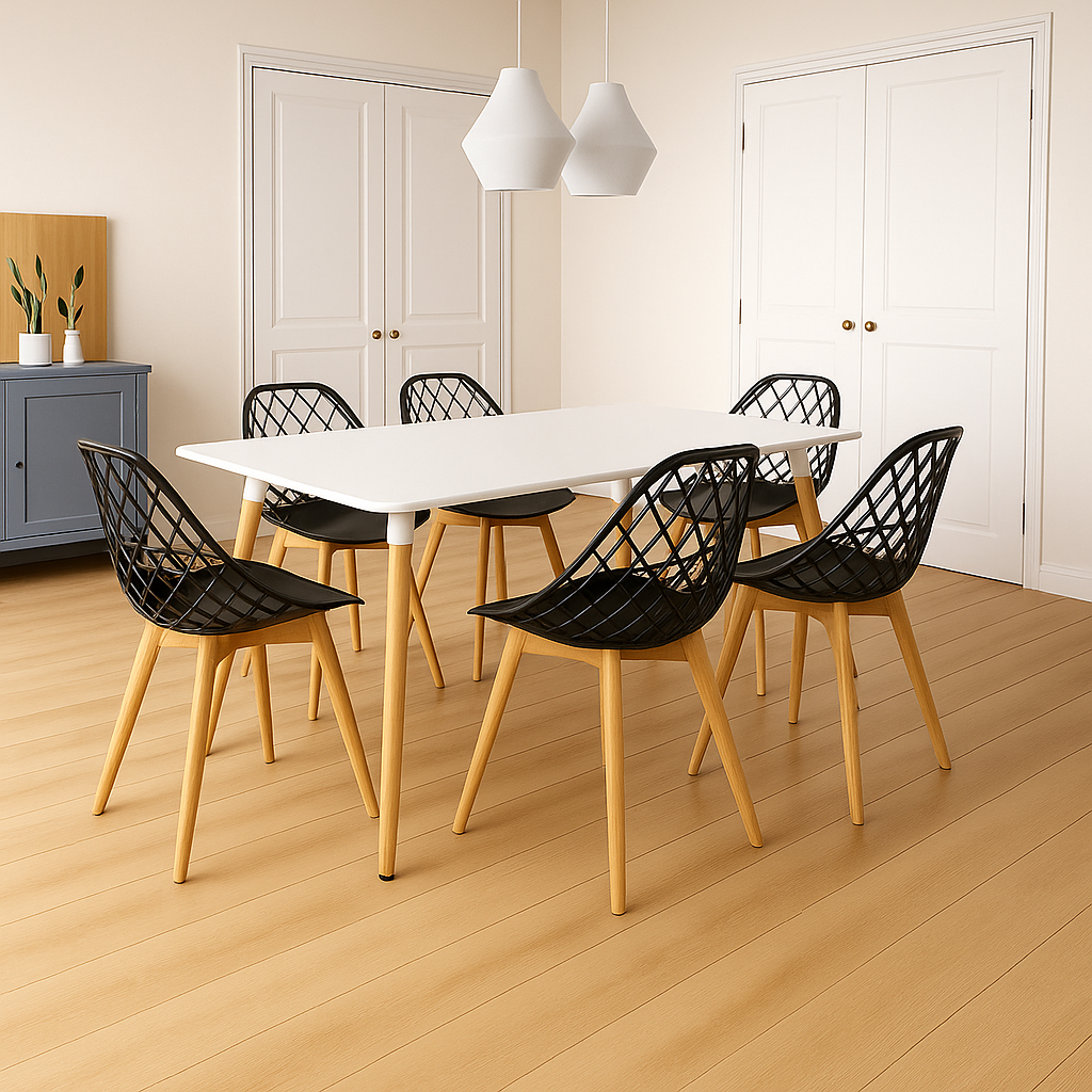 Combo Comedor de Mesa Emma Rectangular   - Con 6 sillas Turia
