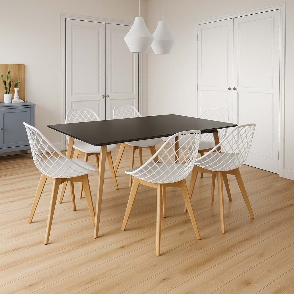 Combo Comedor de Mesa Emma Rectangular   - Con 6 sillas Turia