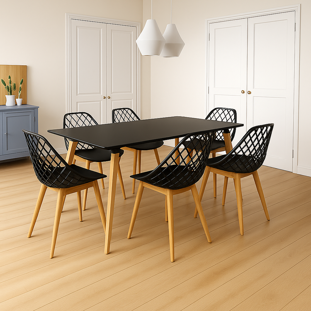 Combo Comedor de Mesa Emma Rectangular   - Con 6 sillas Turia