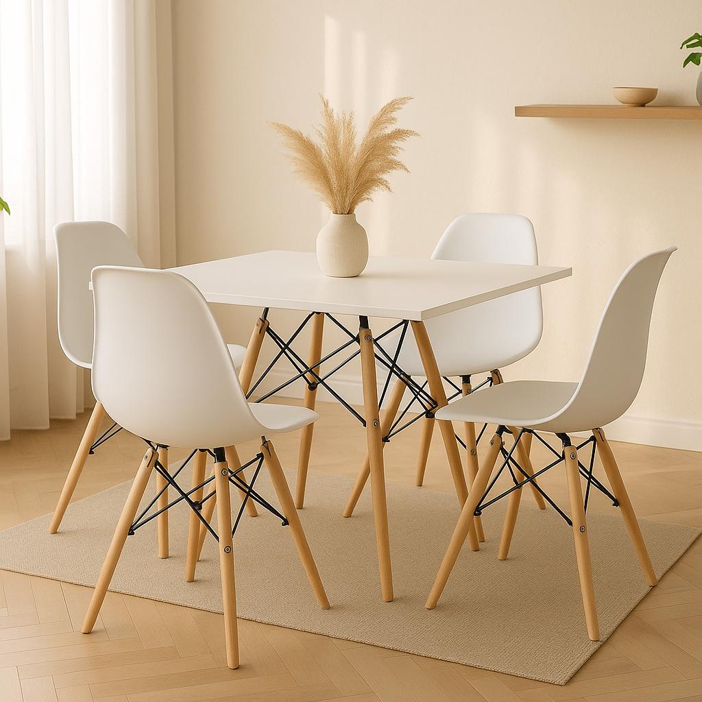 Comedor Minimalista mesa cuadrada Eames