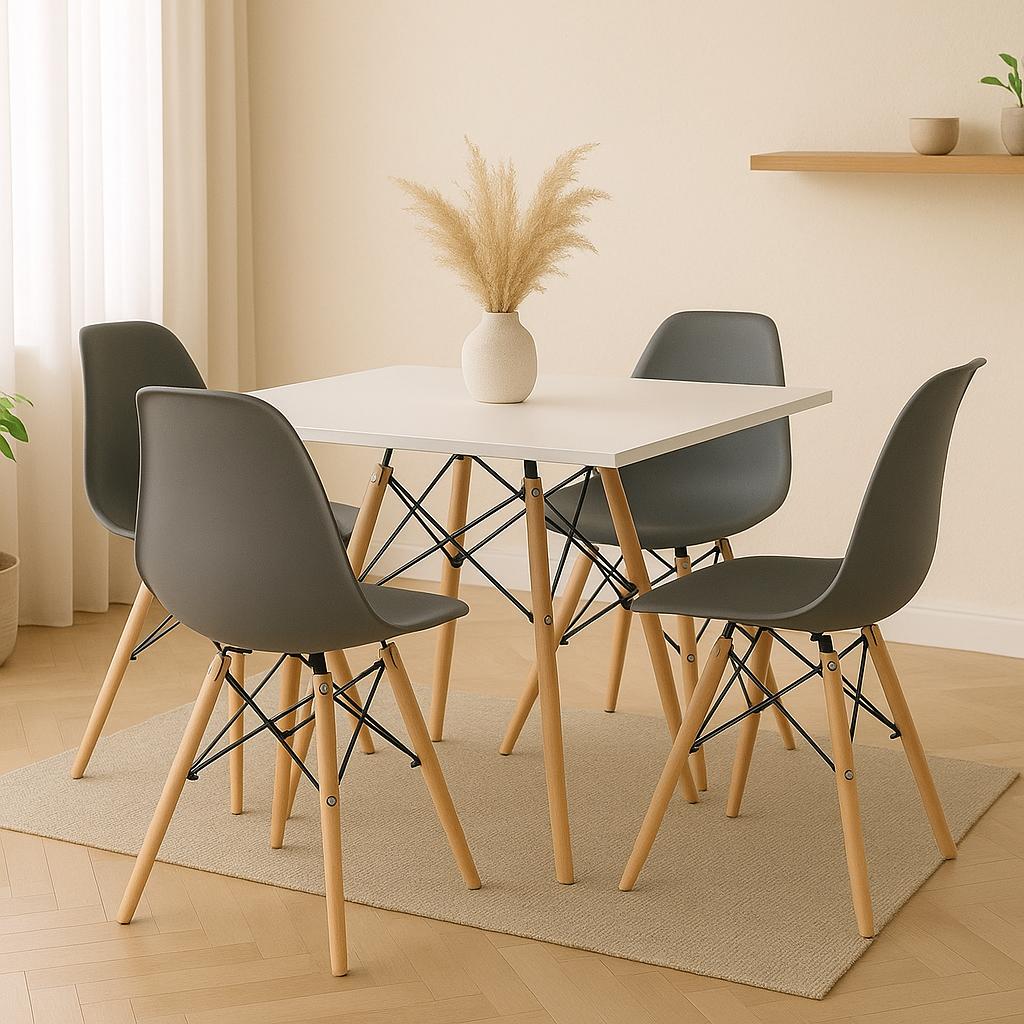 Comedor Minimalista mesa cuadrada Eames