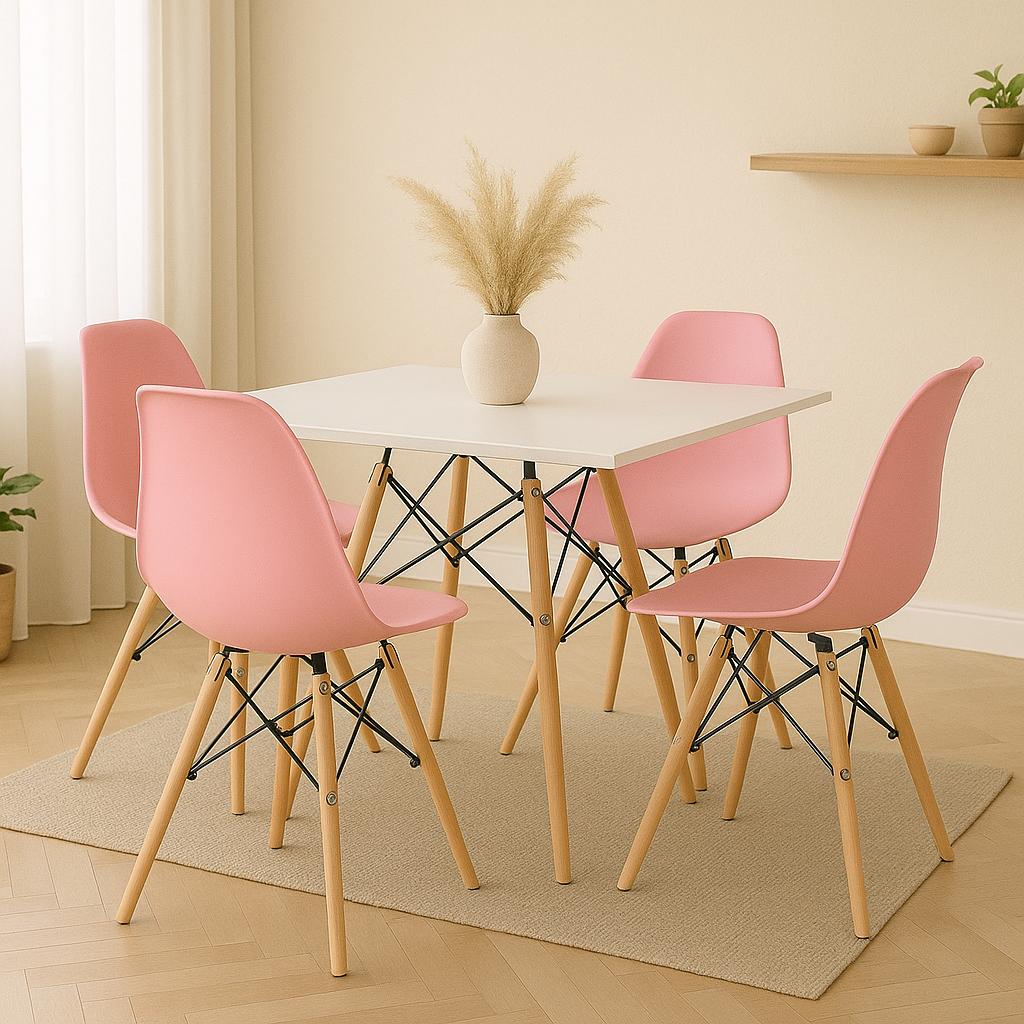 Comedor Minimalista mesa cuadrada Eames