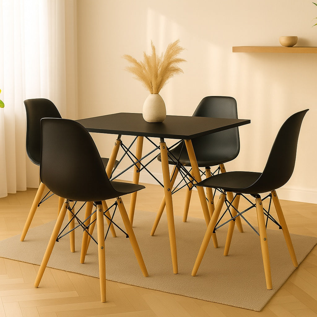 Comedor Minimalista mesa cuadrada Eames