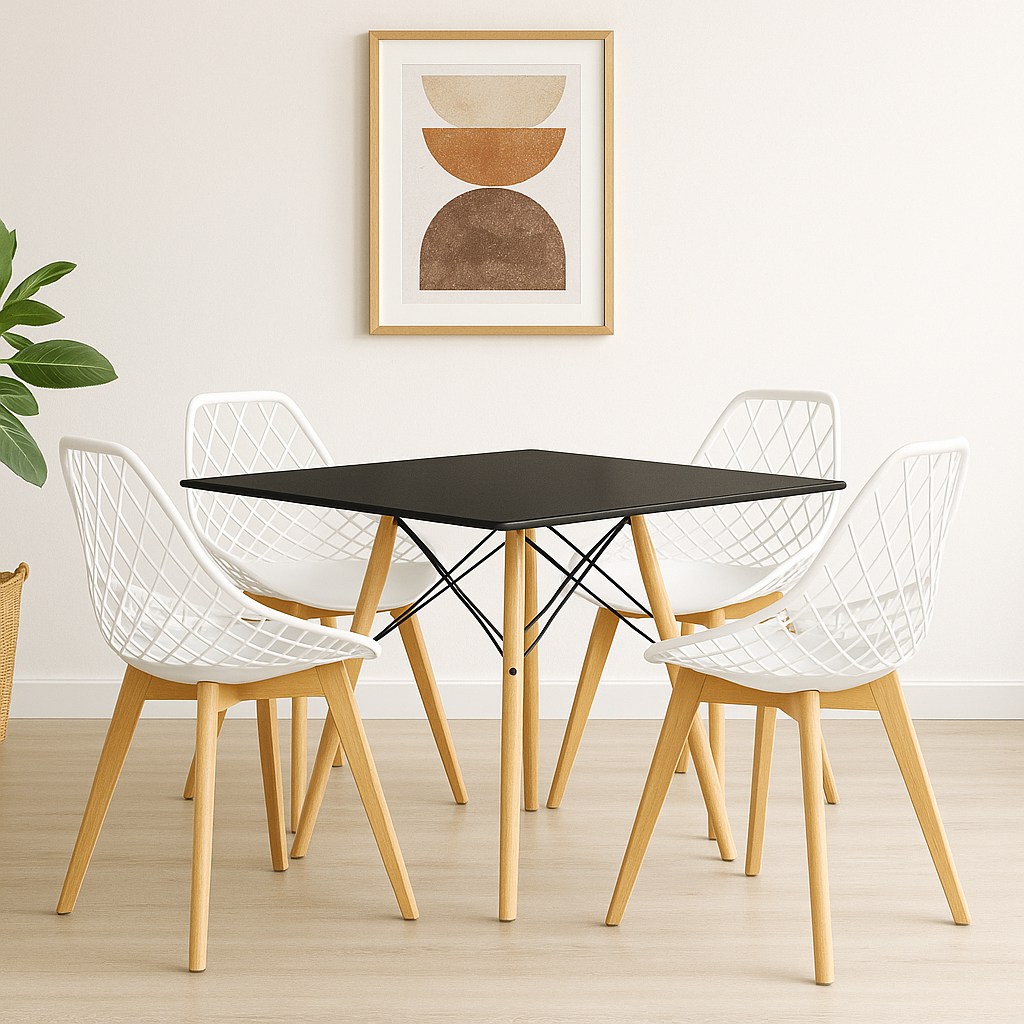 Combo Comedor de Mesa Eames Cuadrada  - Con silla Turia