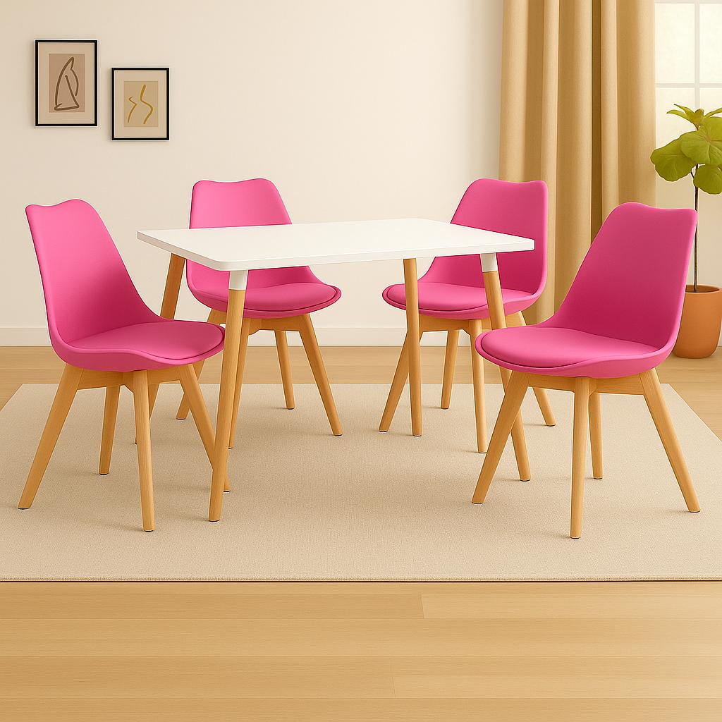 Comedor mesa rectangular y sillas EMA acolchadas