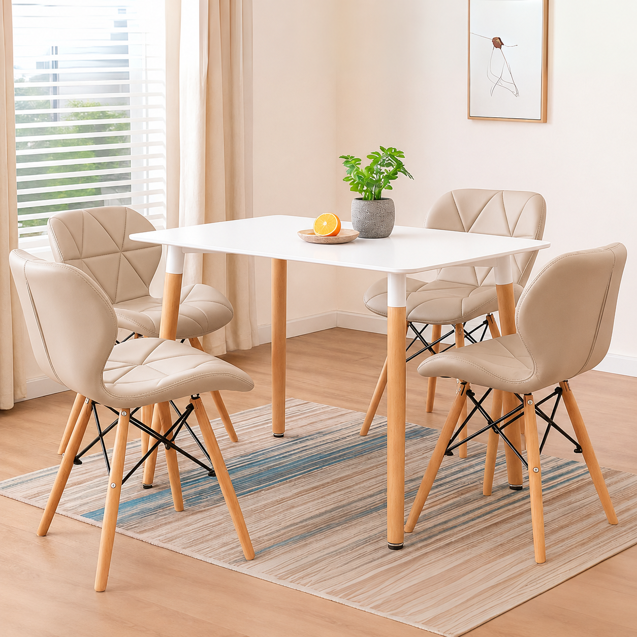 Comedor Moderno 4 Puestos de Mesa Rectangular con Sillas Mariposa estandar