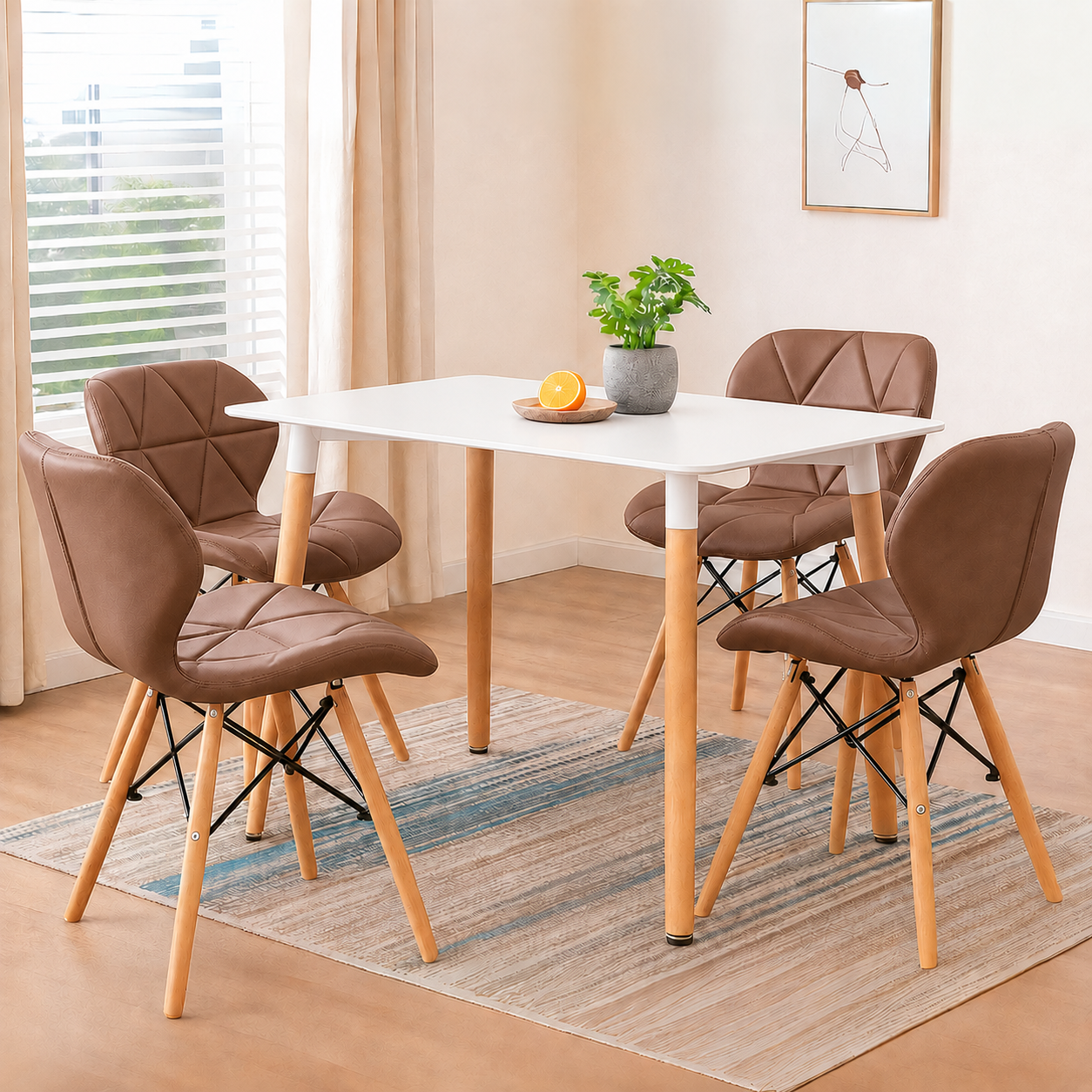 Comedor Moderno 4 Puestos de Mesa Rectangular con Sillas Mariposa estandar