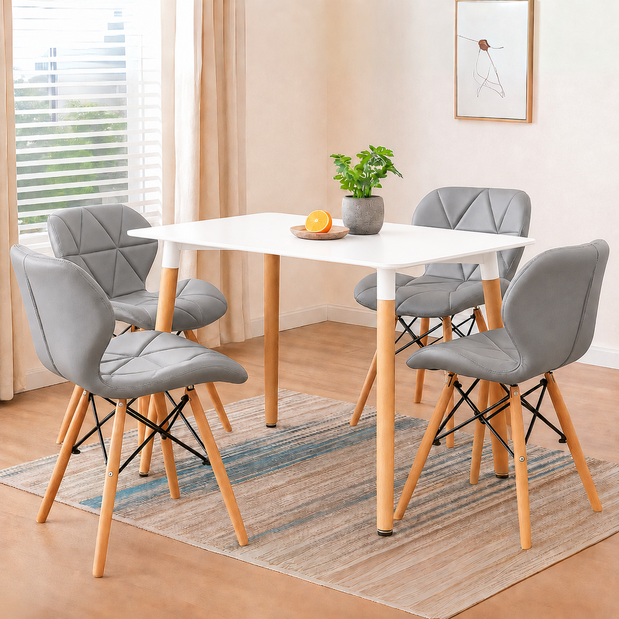 Comedor Moderno 4 Puestos de Mesa Rectangular con Sillas Mariposa estandar