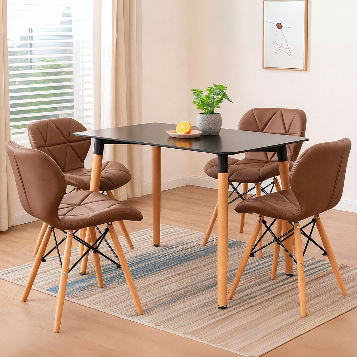 Comedor Moderno 4 Puestos de Mesa Rectangular con Sillas Mariposa estandar
