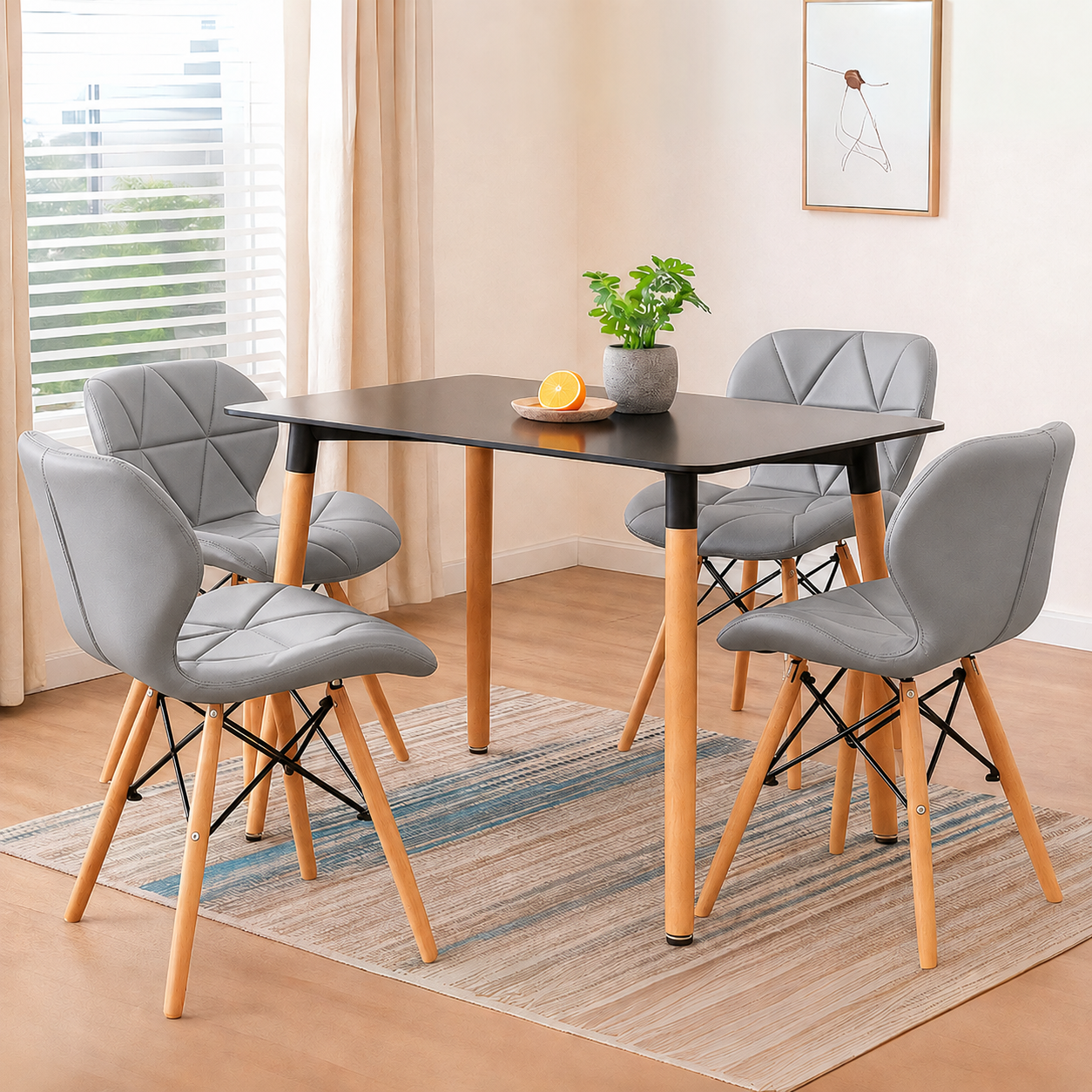 Comedor Moderno 4 Puestos de Mesa Rectangular con Sillas Mariposa estandar