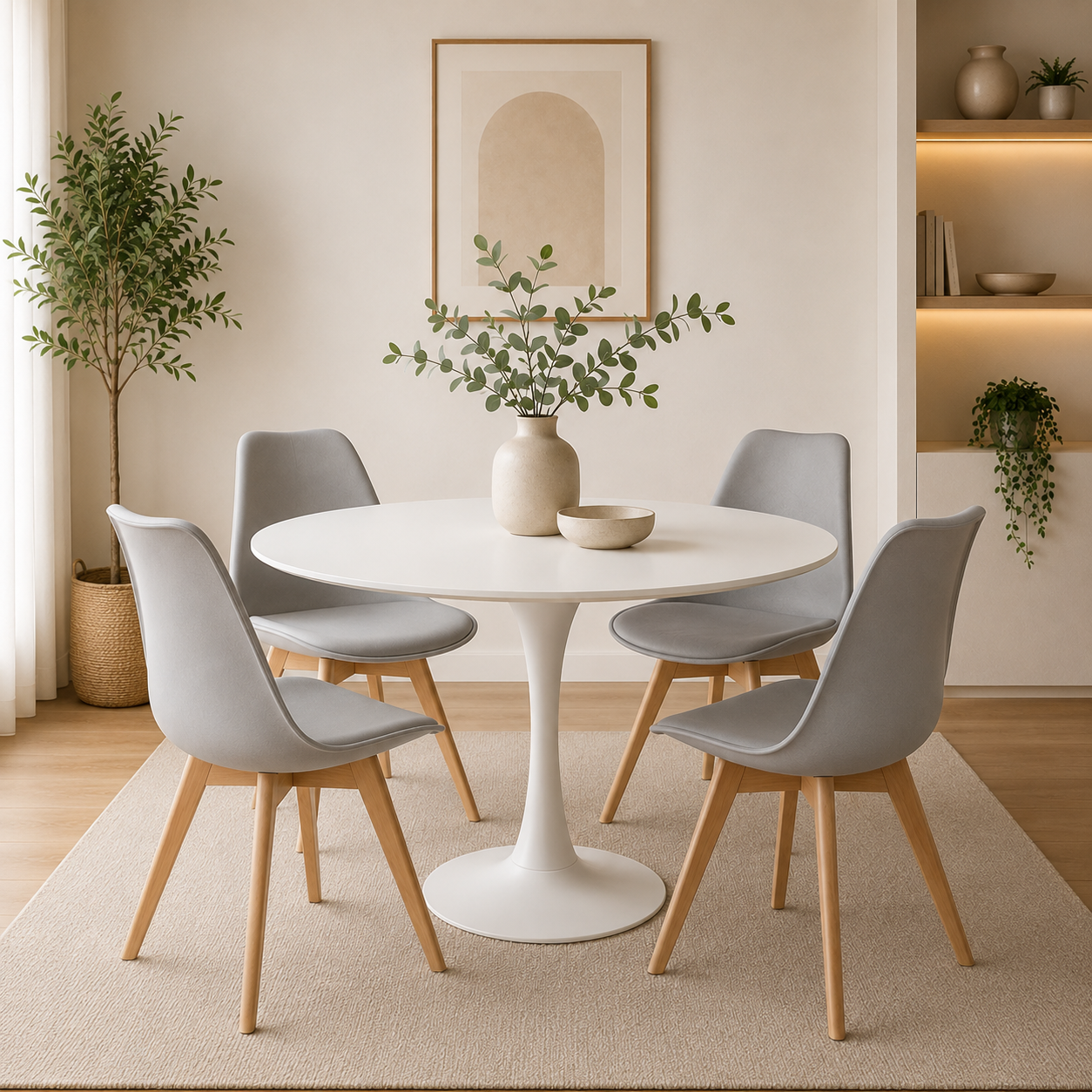 Comedor Sonic Blanco con 4 Sillas Emma Premium