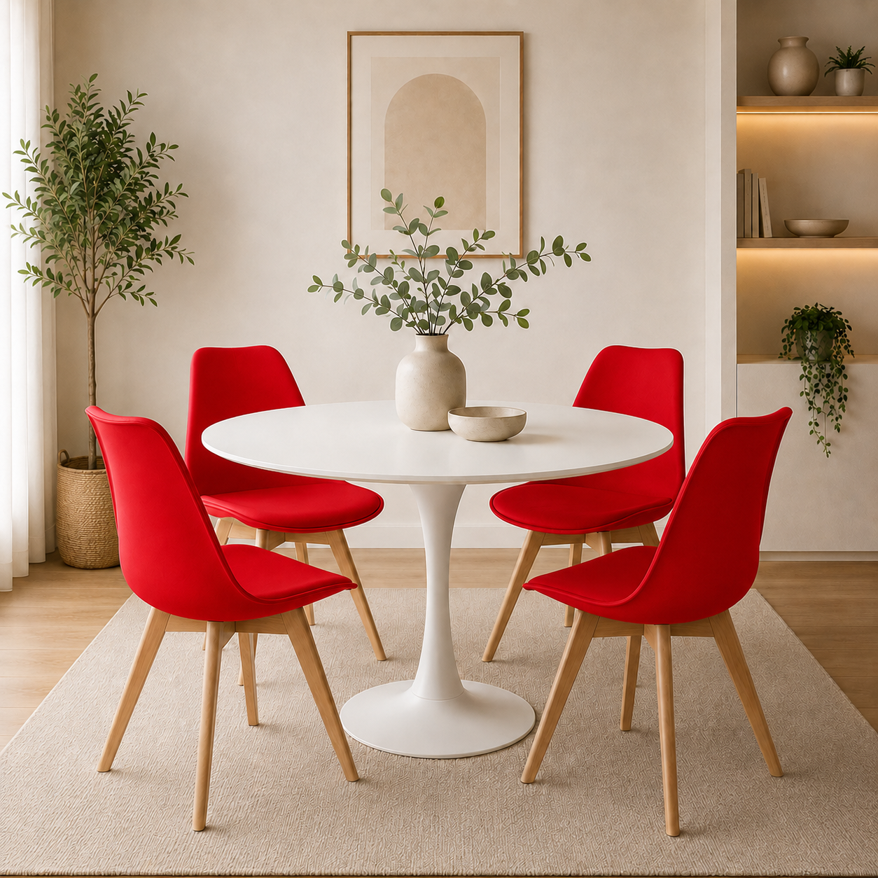 Comedor Sonic Blanco con 4 Sillas Emma Premium