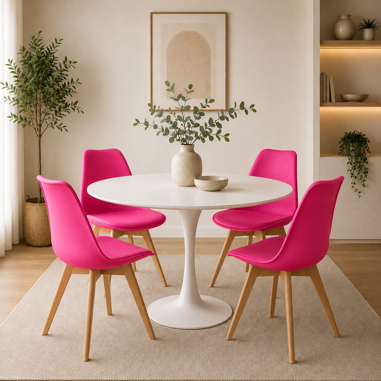 Comedor Sonic Blanco con 4 Sillas Emma Premium