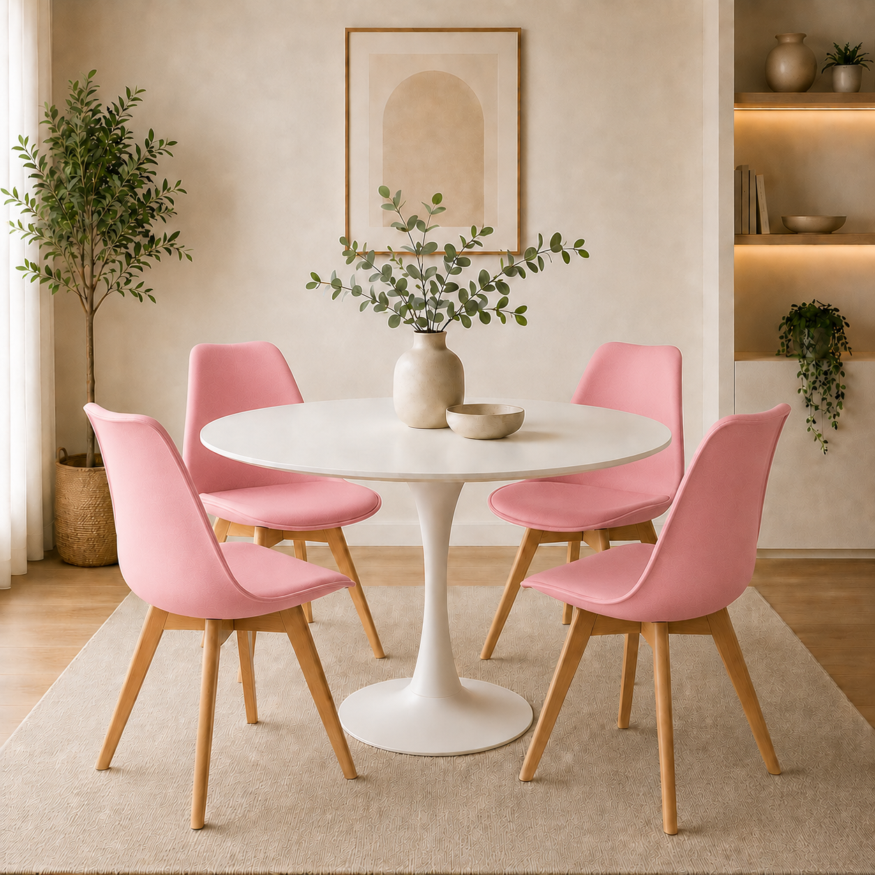 Comedor Sonic Blanco con 4 Sillas Emma Premium