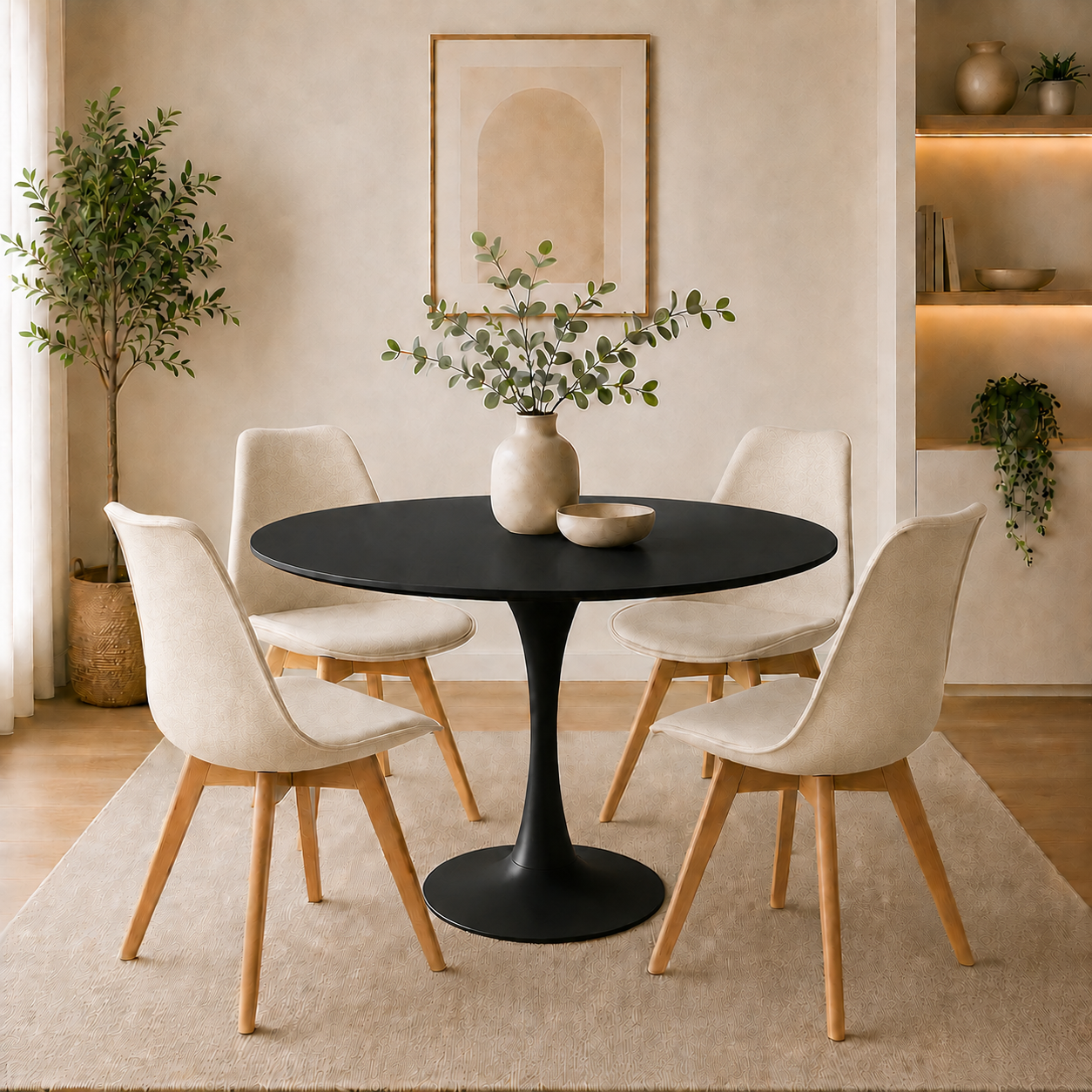 Comedor Sonic Blanco con 4 Sillas Emma Premium
