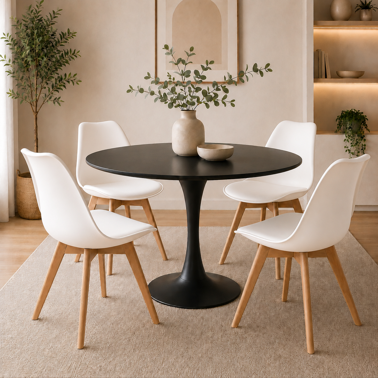 Comedor Sonic Blanco con 4 Sillas Emma Premium
