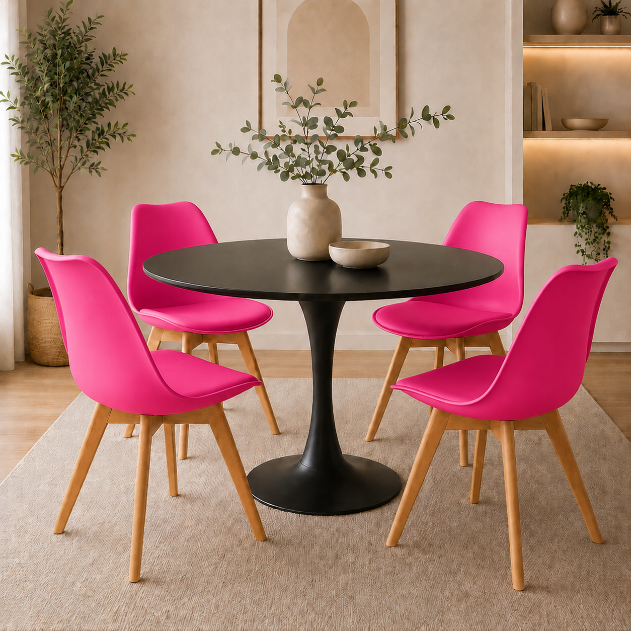 Comedor Sonic Blanco con 4 Sillas Emma Premium