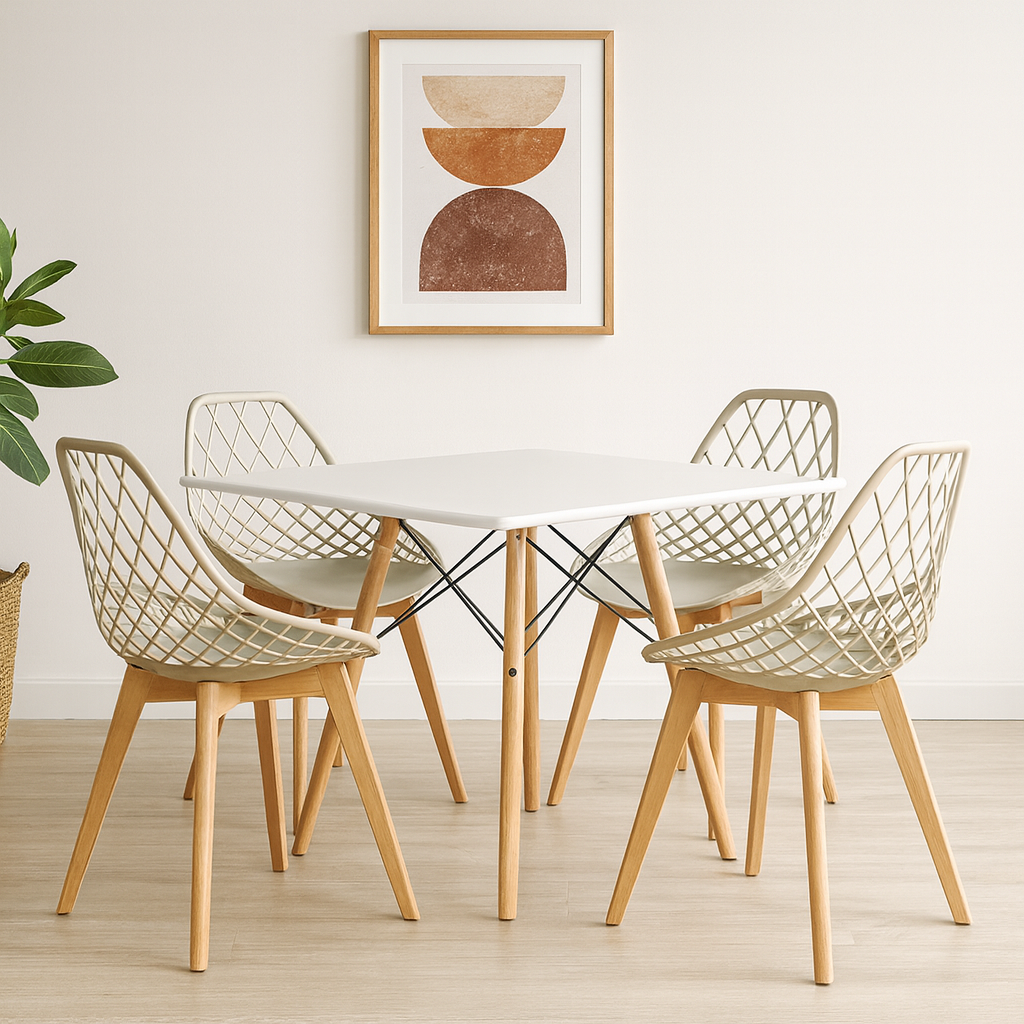 Combo Comedor de Mesa Eames Cuadrada  - Con silla Turia