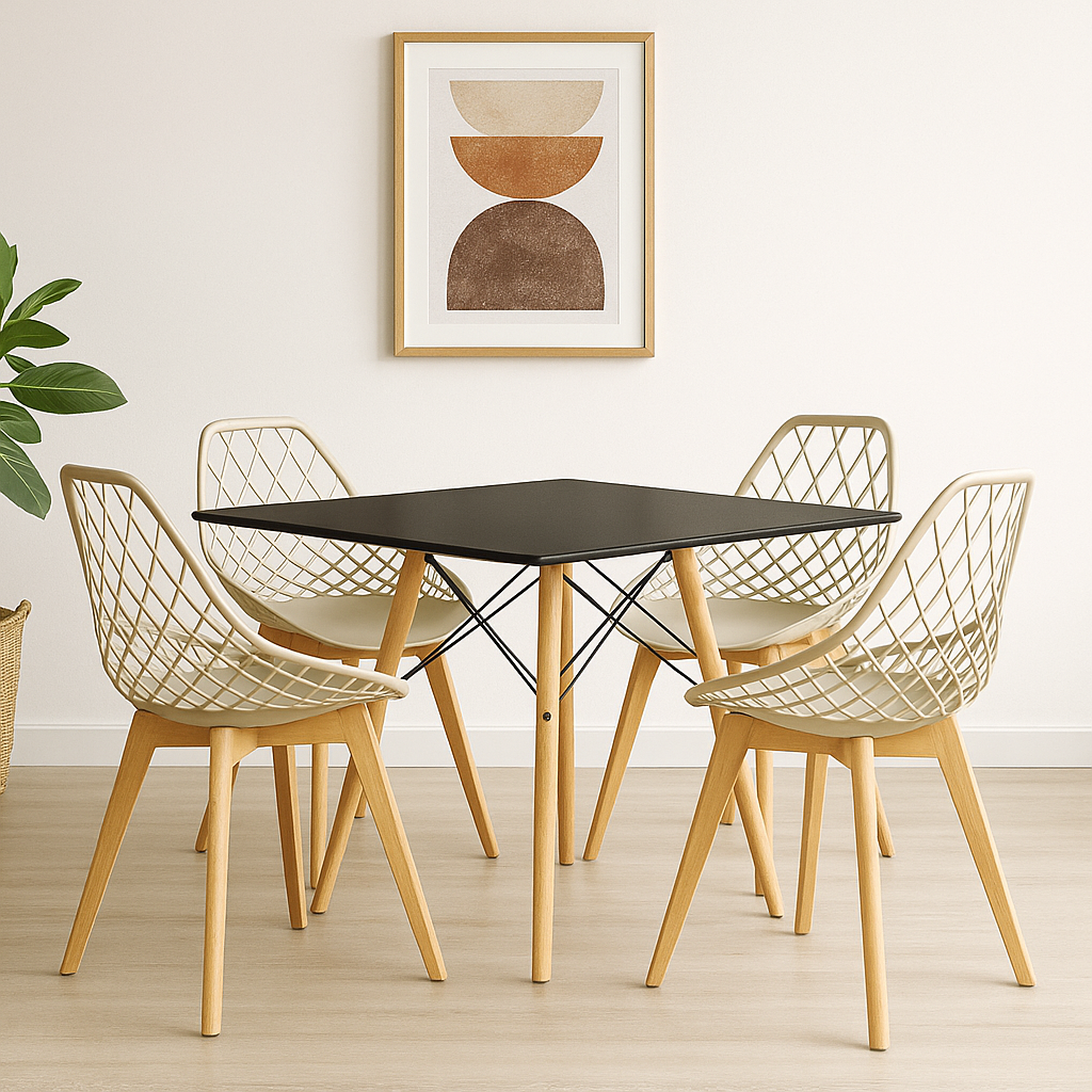 Combo Comedor de Mesa Eames Cuadrada  - Con silla Turia