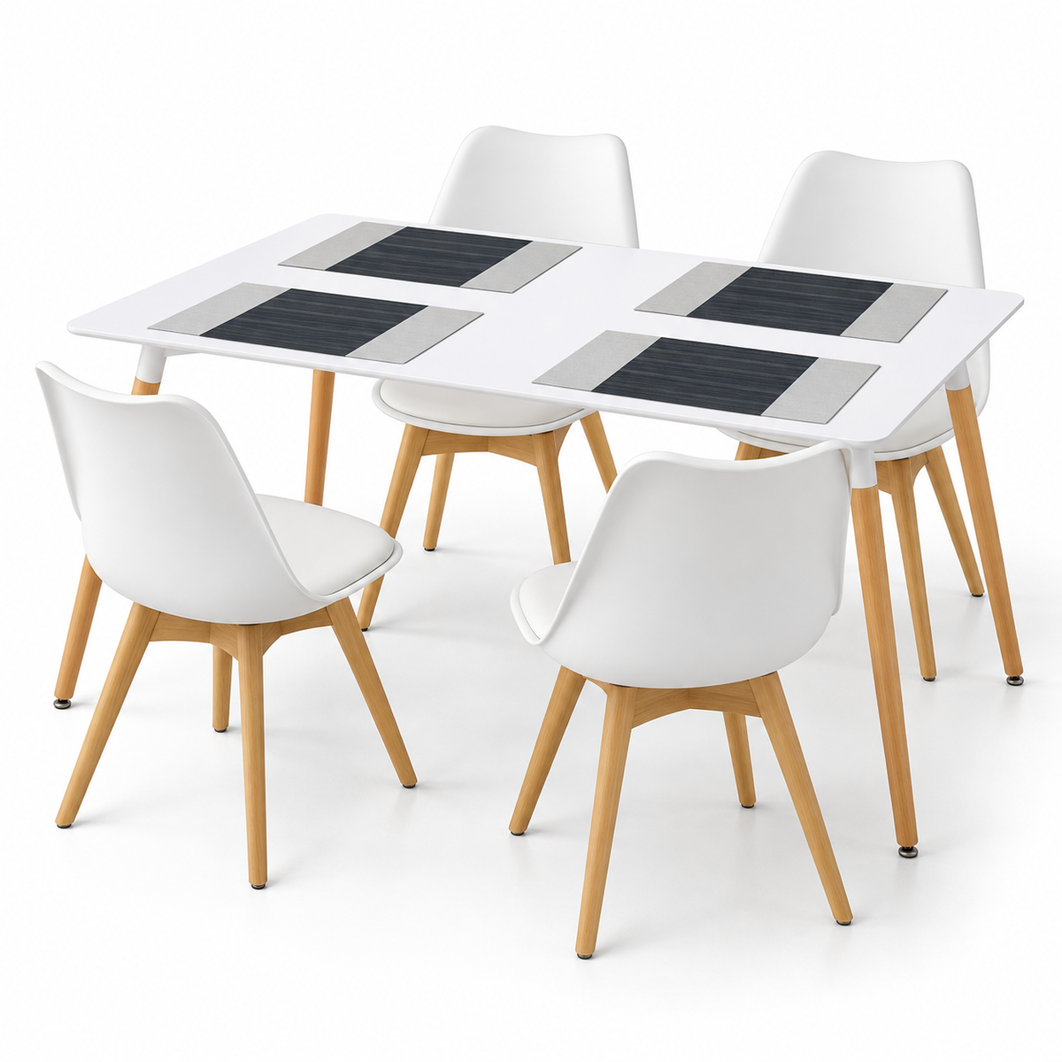 Comedor Rectangular de 4 Puestos con Sillas Emma Estándar e Individuales Gratis