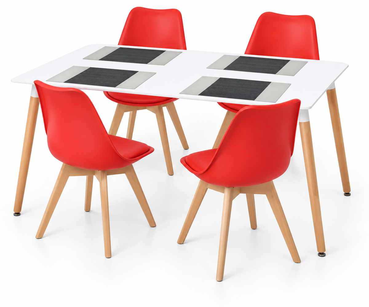 Comedor Rectangular de 4 Puestos con Sillas Emma Estándar e Individuales Gratis