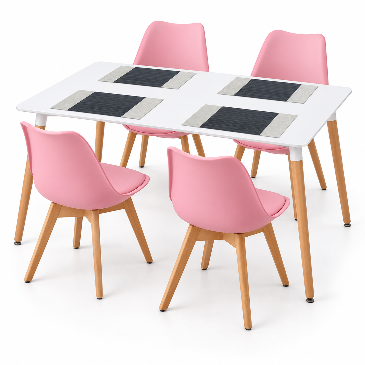 Comedor Rectangular de 4 Puestos con Sillas Emma Estándar e Individuales Gratis