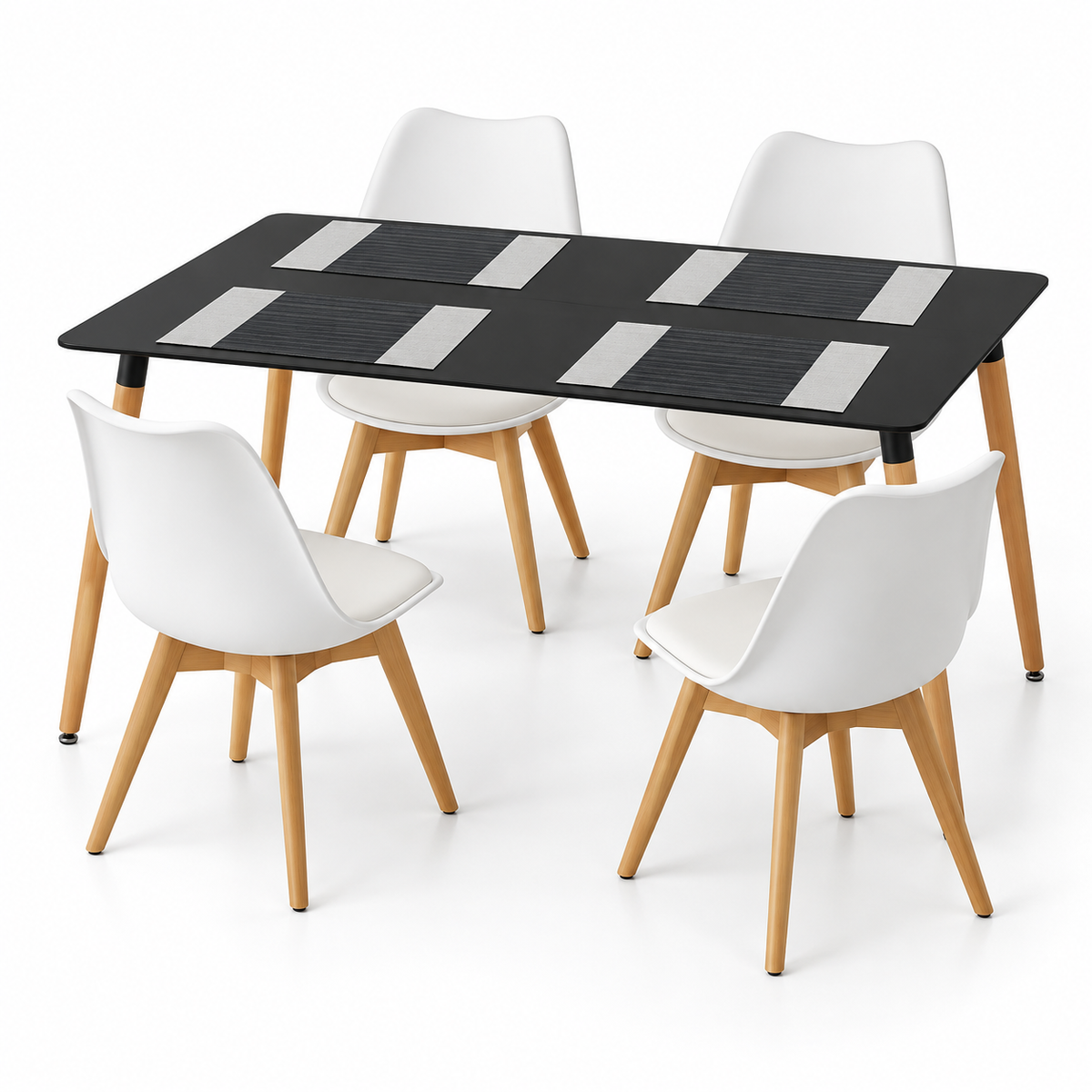 Comedor Rectangular de 4 Puestos con Sillas Emma Estándar e Individuales Gratis