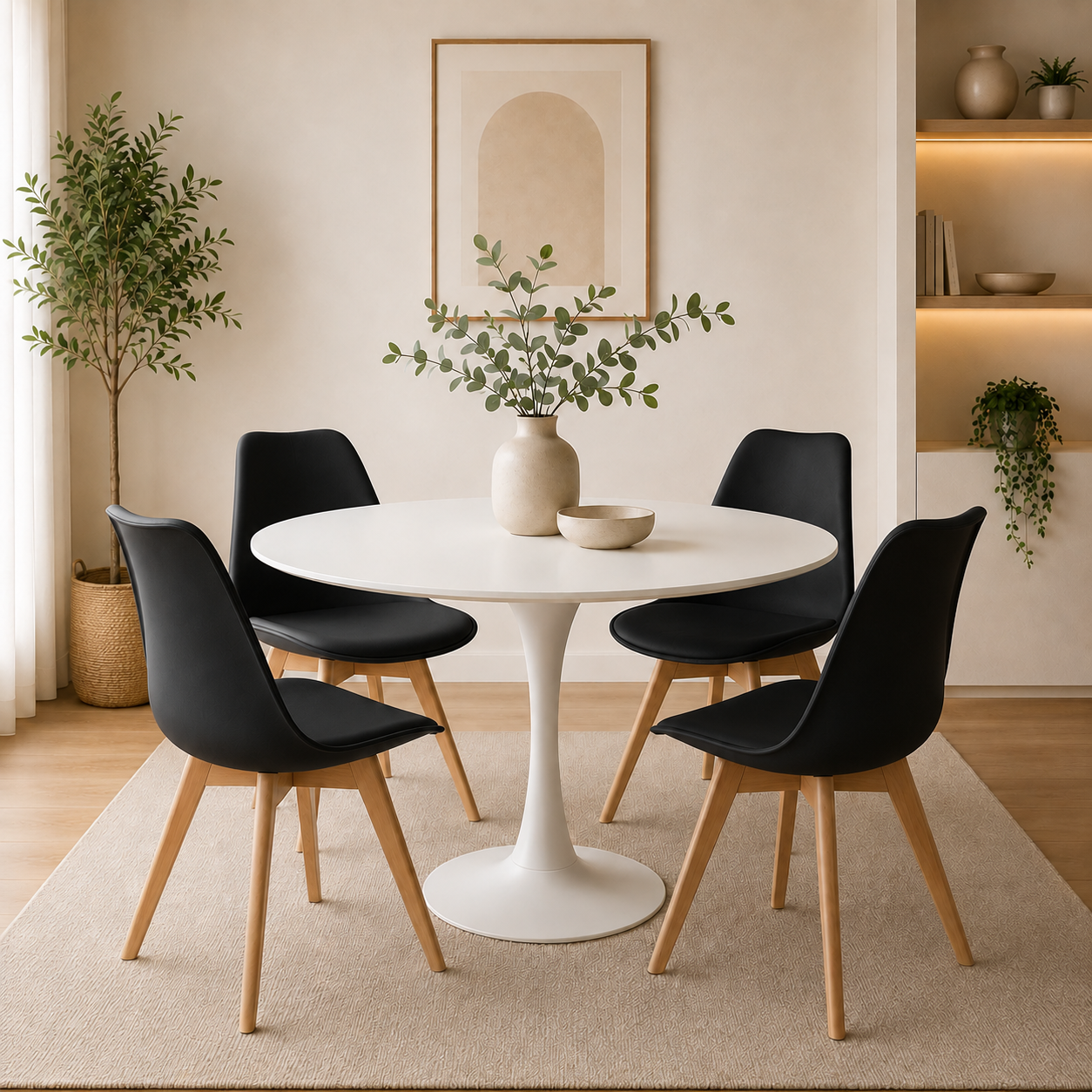 Comedor Sonic Blanco con 4 Sillas Emma Premium