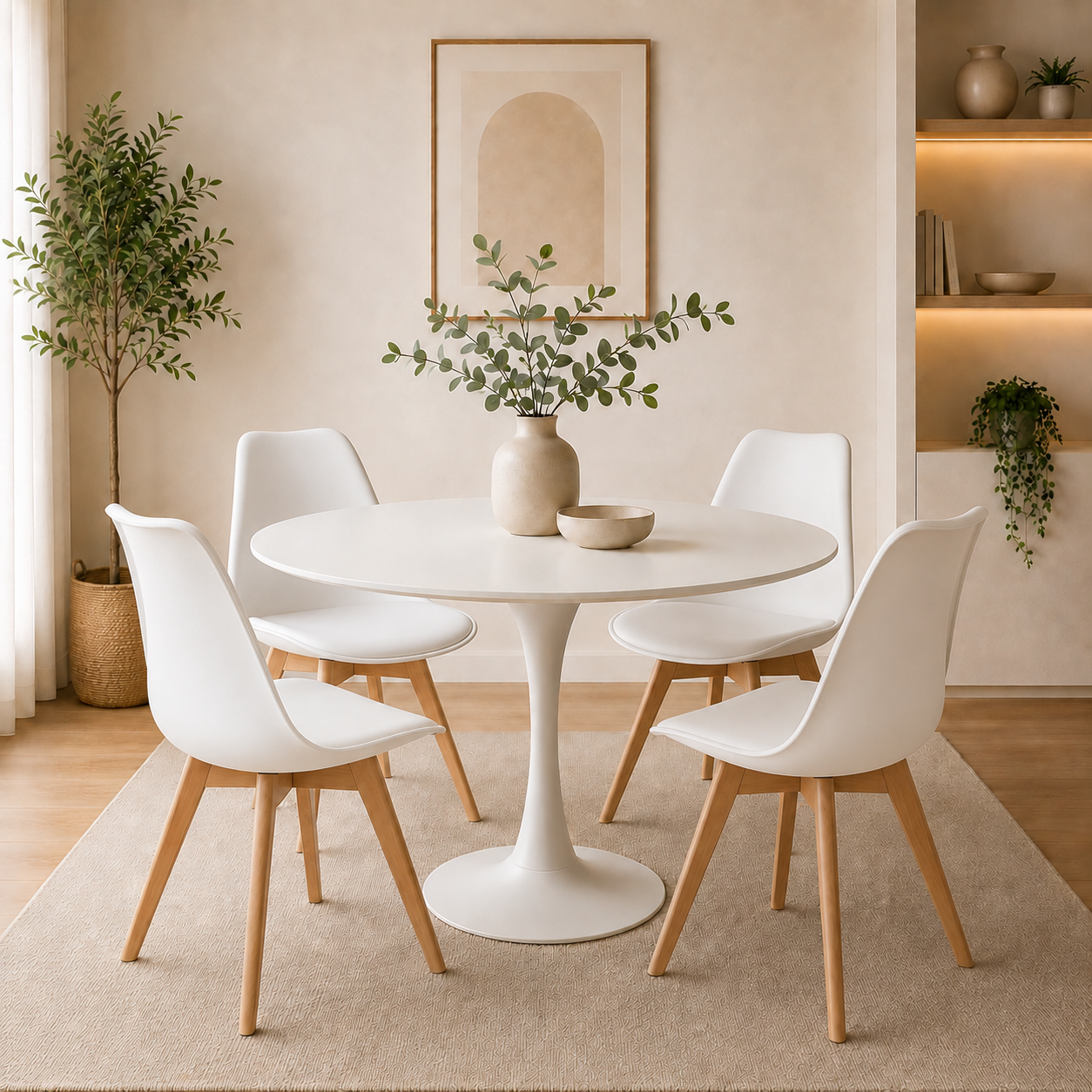 Comedor Sonic Blanco con 4 Sillas Emma Premium