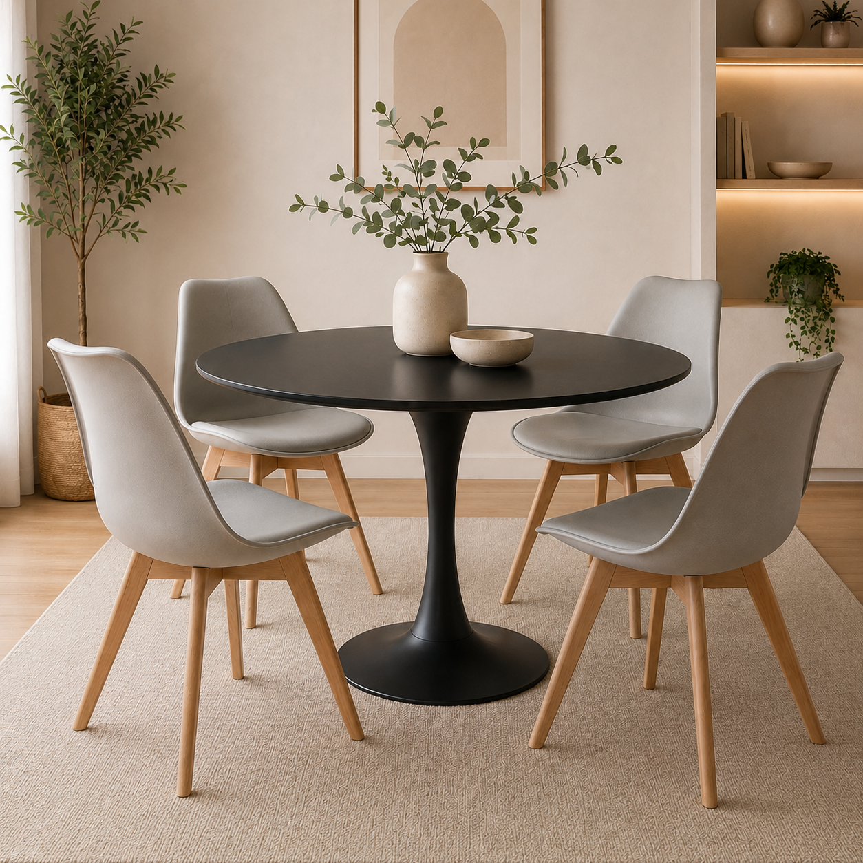 Comedor Sonic Blanco con 4 Sillas Emma Premium