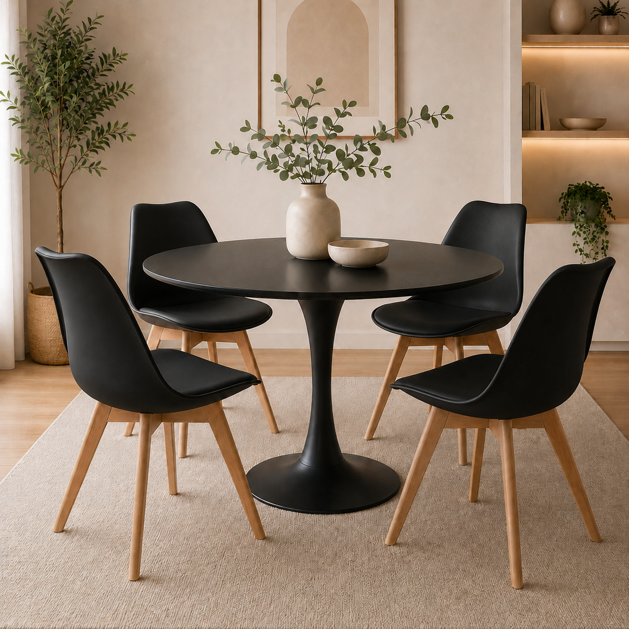 Comedor Sonic Blanco con 4 Sillas Emma Premium