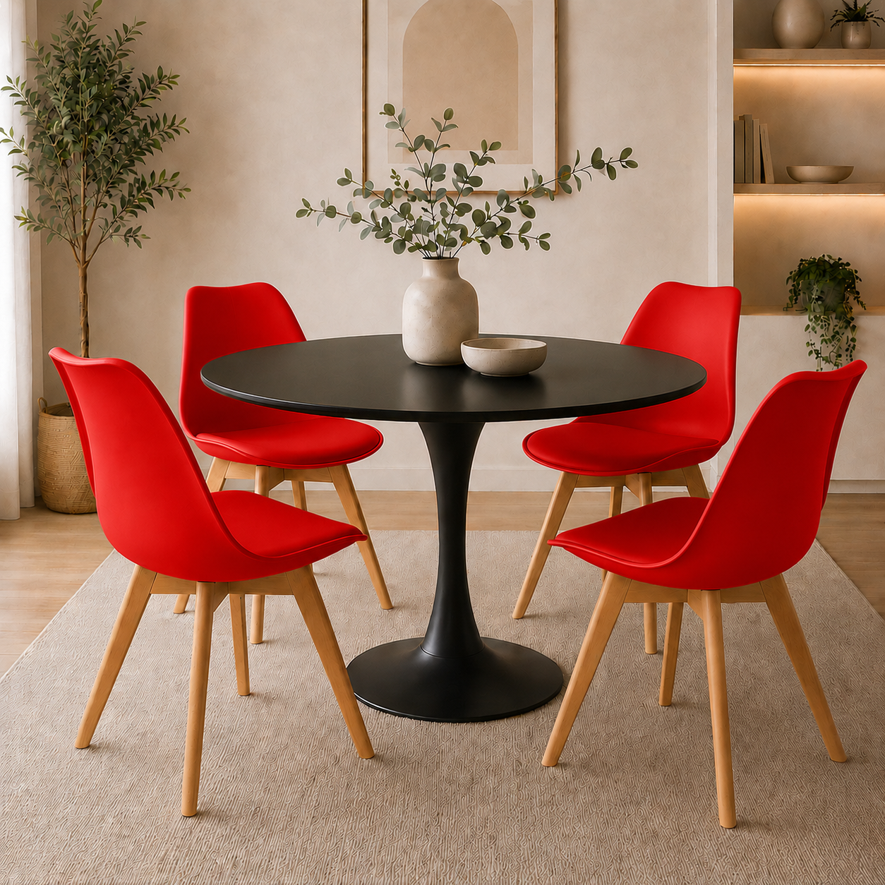 Comedor Sonic Blanco con 4 Sillas Emma Premium